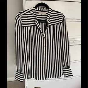 Black and White striped long sleeve blouse